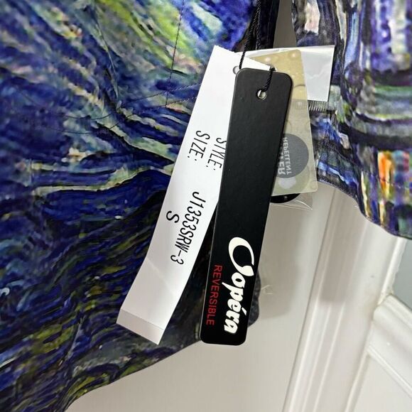 Oopera reversible fine art Van Gogh Starry Night print & black raincoat w hood S - Picture 8 of 13